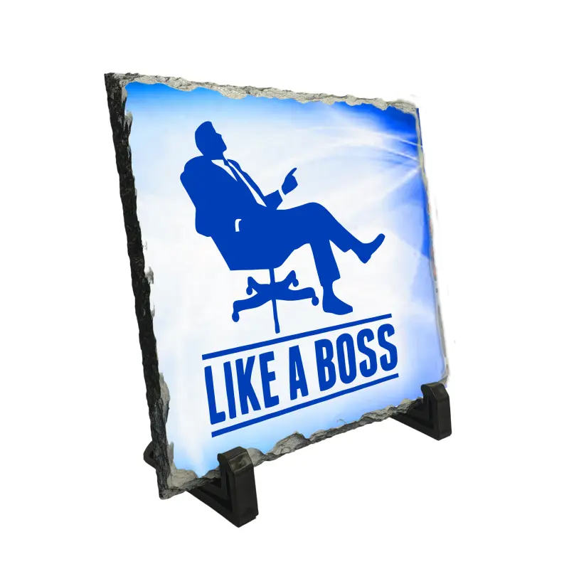 Like a boss, piatra ardezie personalizata, cu mesaj model, pa077